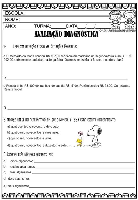 Avaliação Diagnóstica 5 Ano Matemática - Avaliação diagnóstica 5 ano matemática