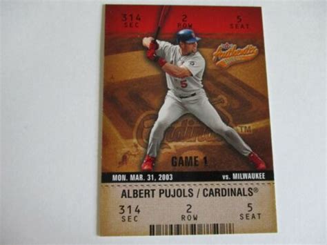 2003 Fleer Authentix Baseball Albert Pujols Card 62 EBay