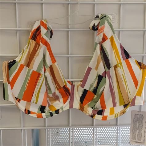 Freya Swim New Freya Shell Island High Apex Plunge Bikini Swim Top Multi Color Print