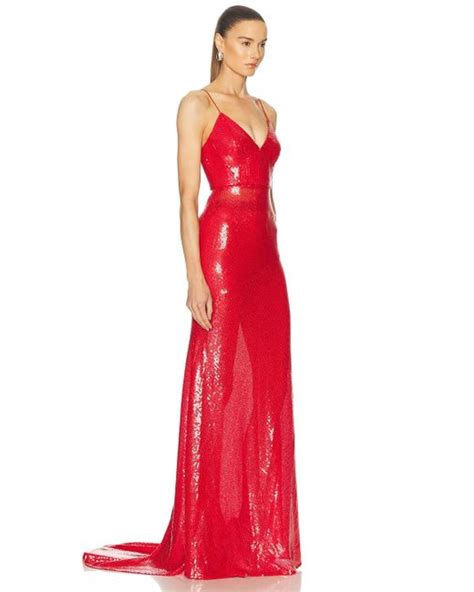 Alex Perry Sequined Bikini Gown In Red Lyst