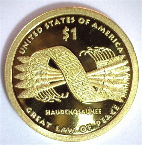 S Sacagawea Golden Dollar Native American Proof Coin Hiawatha Belt