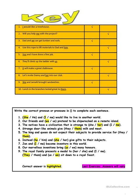 Subject And Object Pronouns English Esl Worksheets For Distance Learning And Physical