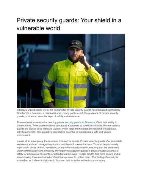 PPT Private Security Guards Your Shield In A Vulnerable World