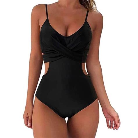Maillot De Bain Femmes Monokini Sexy Fermer Fermer Push Up D Coupez Halter One Piece Lady Bikini