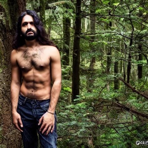 Latin Men Long Hair Hairy Chest Nude In Forest Arthub Ai