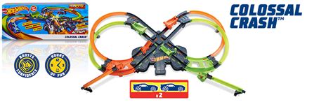 Hot Wheels Colossal Crash Track Set Figure 8 Track Set Competitive Play Aerial Stunts Toys For