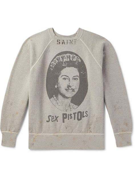 SAINT Mxxxxxx Sex Pistols Printed Cotton Jersey Sweatshirt Gray SAINT Mxxxxxx