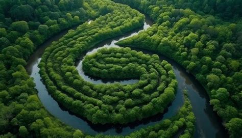 Een Doolhof Van Bomen Wordt Omringd Door Groene Vegetatie Gratis Foto