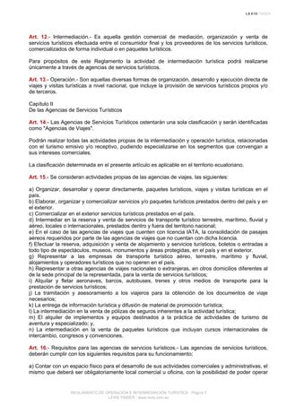 Reglamento De Operaci N E Intermediaci N Tur Stica Pdf