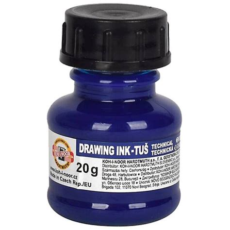 Тушь для рисования акриловая плакатная Koh-I-Noor, 20гр, синяя, флакон ...