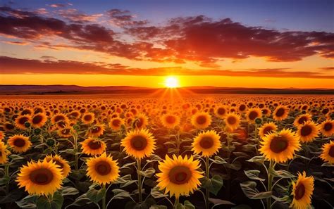 Sunset Sunflower Field Images - Free Download on Freepik