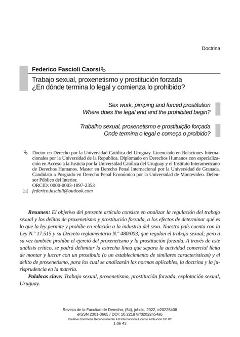 Pdf Sex Work Pimping And Forced Prostitution Where Does The Legal End And The Prohibited Begin