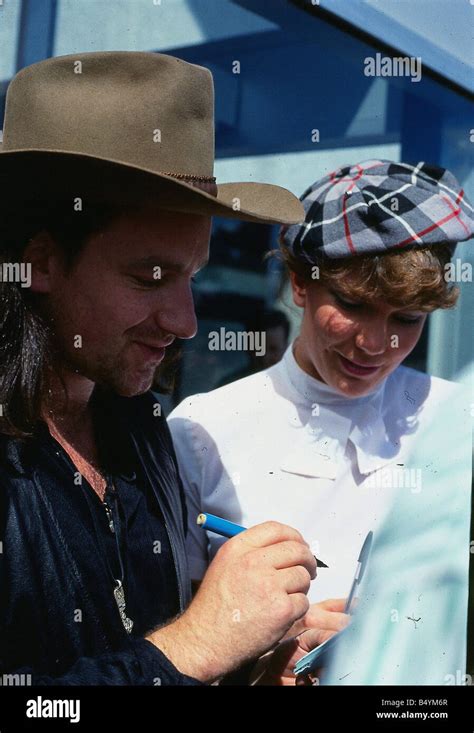 Bono U2 Pop Group July 1987 Wearing Cowboy Hat Stock Photo Alamy