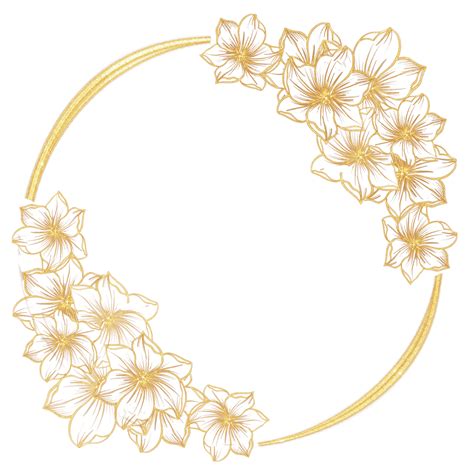 Golden Flower With Frame Frame Flower Golden Png Transparent Clipart