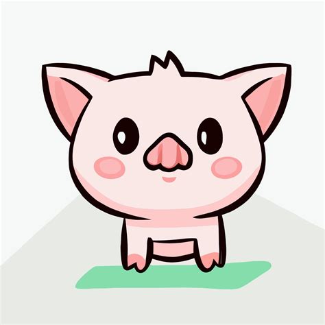 Cute Pig Illustration Pig Kawaii Chibi Vector Drawing Style Pig Cartoon