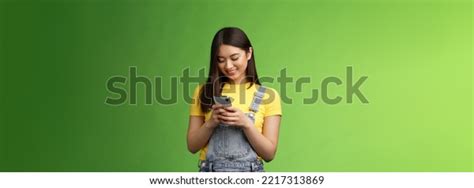 Outgoing Cute Asian Brunette Woman Scroll Stock Photo Shutterstock