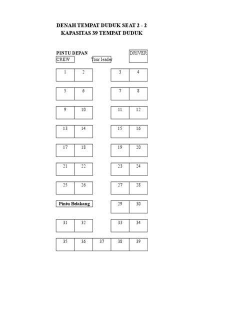 Denah Kursi Bus 25 Seat Denah Seat Bus Pariwisata Seat 2 3 60 Seat