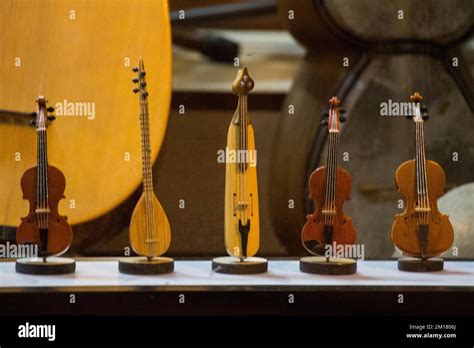 Set Of Models Of Musical Instruments Made Of Wood Stock Photo Alamy