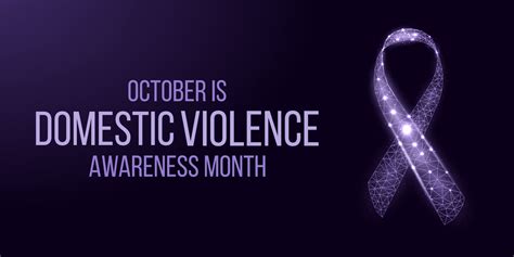 Domestic Violence Awareness Month concept. Banner template with glowing ...