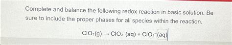 Solved Complete and balance the following redox reaction in | Chegg.com