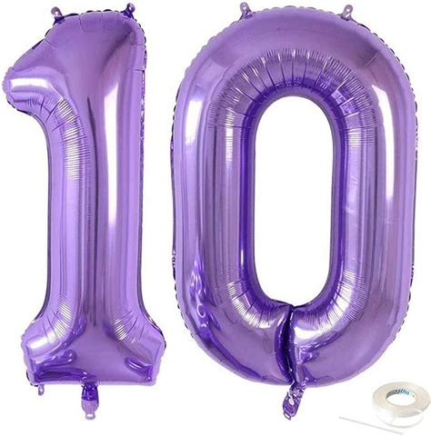 40 Inch Purple 10 Number Jumbo Foil Mylar Helium Balloons Party Decoration Supplies