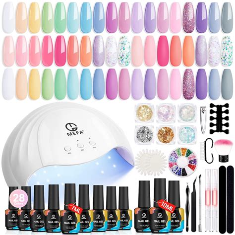 Amazon Mefa Pcs Gel Nail Polish Kit With U V Light Colors Gel Nail Kit Pastel Hot