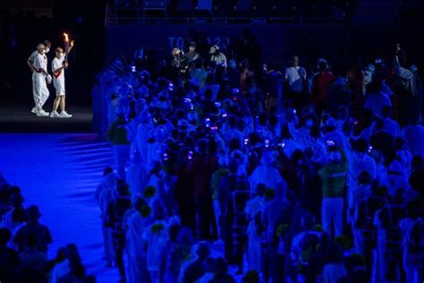 Olympic Flame Arrives During Opening Ceremony Editorial Stock Photo