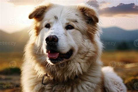 Portrait of white Alabai dog on a nature, close up photo. Ai art 33486653 Stock Photo at Vecteezy