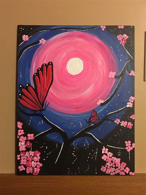 #pinkmoonbutterfly | Love painting, Pink moon, Artwork