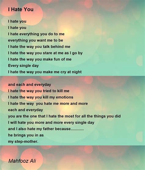 I Hate You Poems