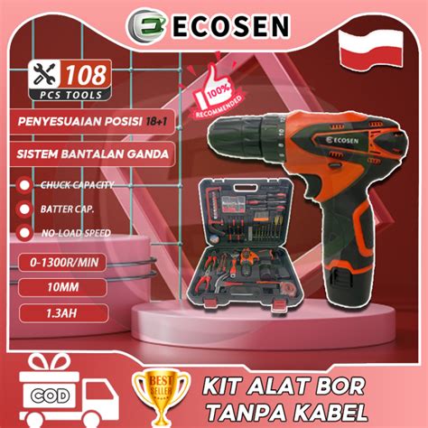 ECOSEN Set Perkakas Tangan Bor Listrik 98V Set Perkakas Kotak Perkakas