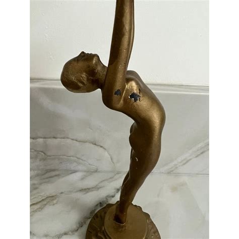 1920 S Art Deco Frankart Style Nude Woman Smoking Standing Ashtray
