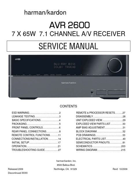 Harman Kardon Avr 2600 Sm Pdf Electrostatics Electricity