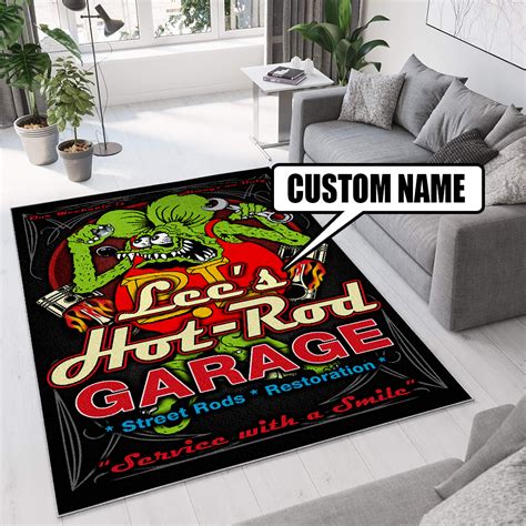 Personalized Hot Rod Rat Fink Rug Rustypod Store