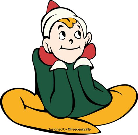 A Clipart Image Of An Elf Sitting On A Wooden Plank 5829705