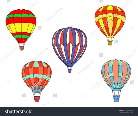 Colorful Striped Hot Air Balloons Isolated Stock Vector Royalty Free Shutterstock