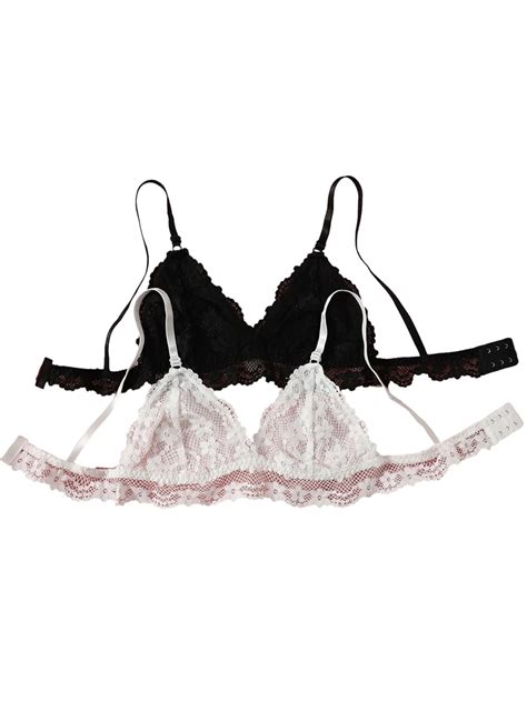 Gorglitter Women S Piece Floral Lace Bralette Set Scallop Trim Soft Underwire Bras Lingerie