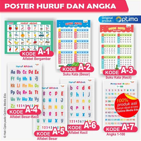 Jual Poster Huruf Abjadalfabet Bergambar Huruf Besar Huruf Kecil