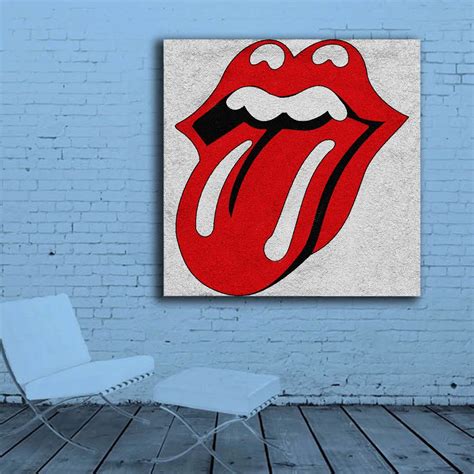 Fashion Oil Painting logo_rolling_stones pop Paiting Home Decor On ...