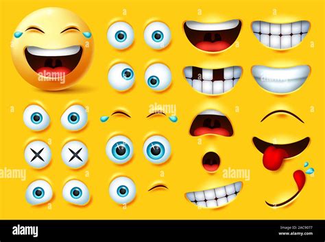 Smileys Emoji Creation Kit Vector Eingestellt Smileys Emoticons Und