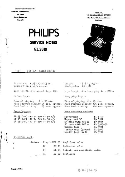 PHILIPS EL3510 SM Service Manual download, schematics, eeprom, repair ...