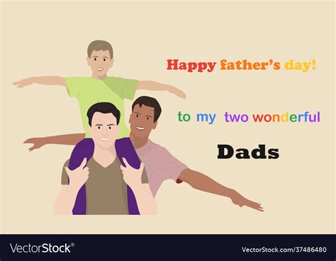 Modern Fathers With Son On Shoulders Gay Couple Vector Image