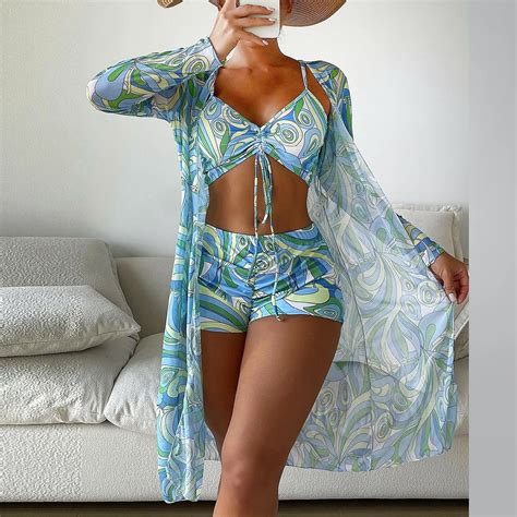 High Waist Bikinis Sexy Piece Bikini Set Cover Up Swimsuit For Women Long Sleeve