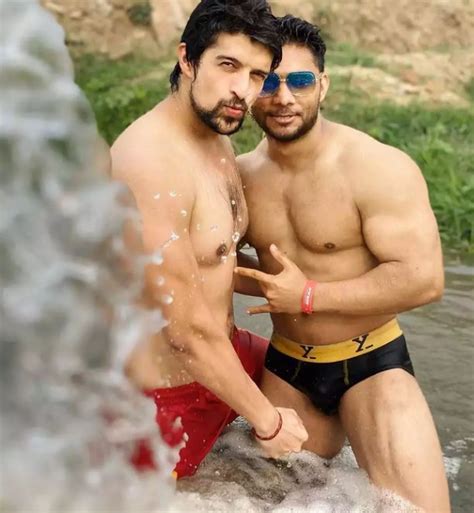 Shirtless Bollywood Men Too Cute Two Hot Sexy Desi Men Wet In Water