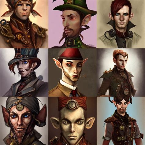 Character Concept Portrait Steampunk Elf Man Digital Stable