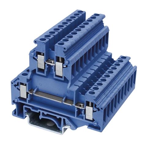 Клемма двухуровневая 2.5 кв.мм винтовой зажим 4 точки подключения синяя ...