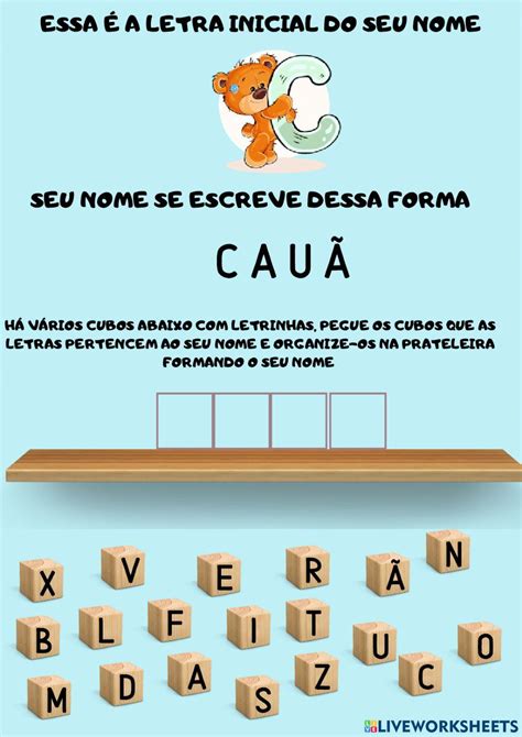 Como Se Escreve O Nome Cauã - Nome próprio - Cauã worksheet | Live Worksheets