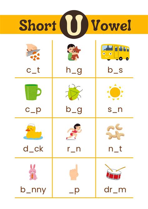 Short Aeiou Vowel Early Literacy English Worksheet In Illustrative
