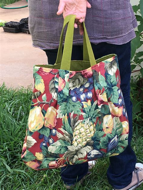 Hand Made Fabric Hand Bag Shopping Bag Tropical Fruits Tote Summer Bag