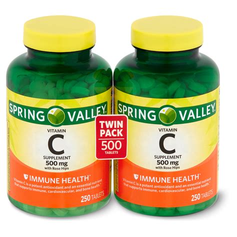 Spring Valley Vitamin C Supplement With Rose Hips 500 Mg 500 Count 2 Pack